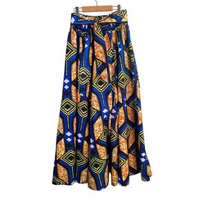Jackpot Maxi Skirt OS Ankara African Wax Print Smocked Dashiki Tribal Festival